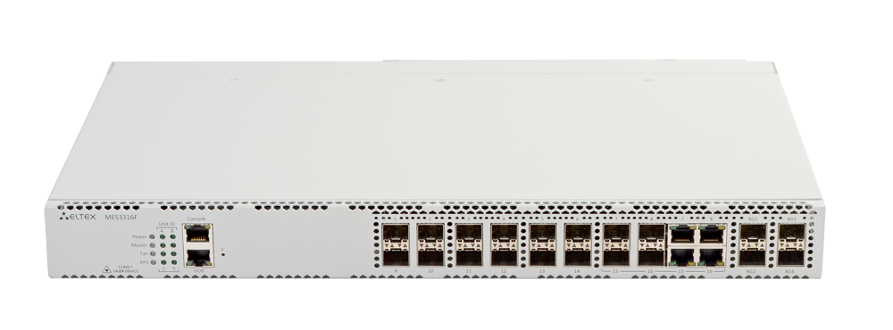 Ethernet-коммутатор MES3316F, 12x1G SFP + 4xCombo + 4x10G SFP+, L3, dual PSU